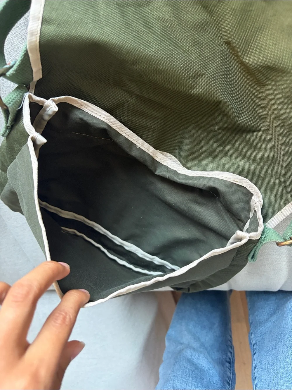 Olive Green Canvas Messenger Bag - Unbranded